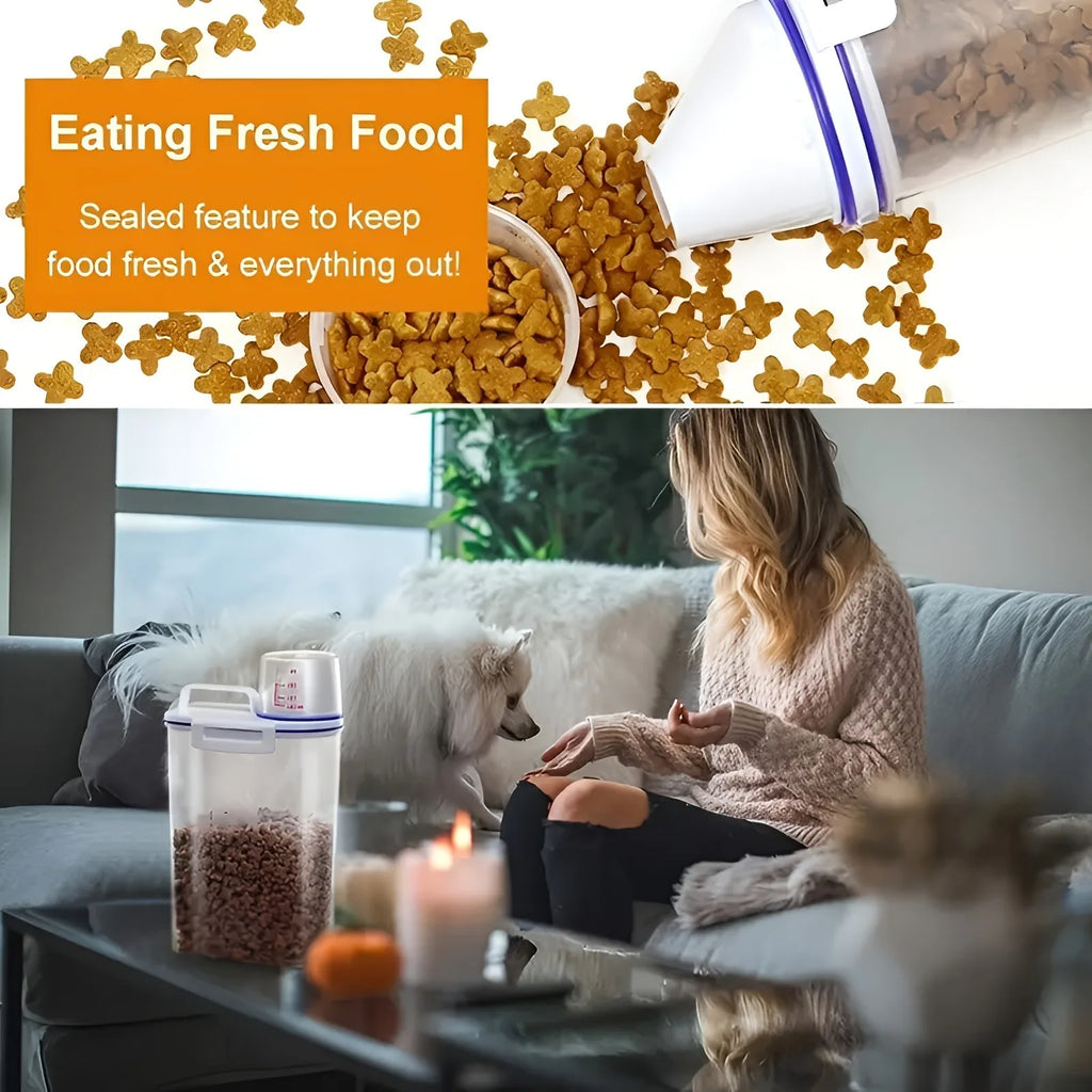 Airtight Pet Food Storage Container with Measuring Cup