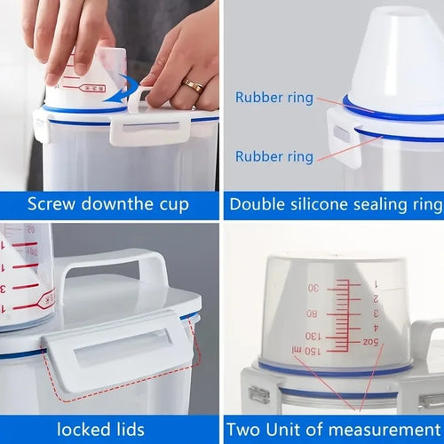 Airtight Pet Food Storage Container with Measuring Cup